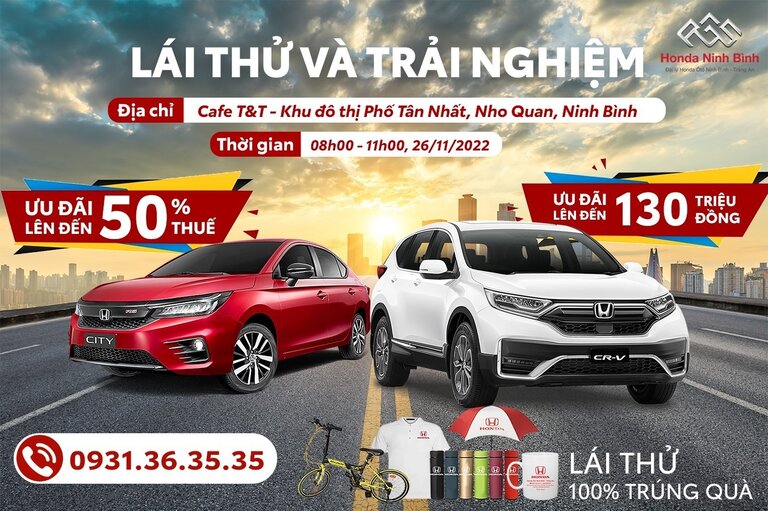 Honda ô tô Ninh Bình mang trải nghiệm tuyệt vời cho Khách hàng ở KIM SƠN 4 dòng xe HOT