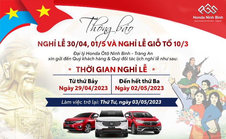 THÔNG BÁO LỊCH NGHỈ LỄ 30/4 -1/5 VÀ GIỖ TỔ HÙNG VƯƠNG