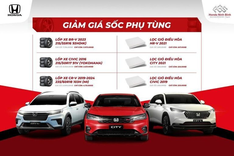 CHƯƠNG TRÌNH KHUYẾN MÃI PHỤ TÙNG GIÁ SỐC TẠI HONDA  ÔTÔ NINH BÌNH - TRÀNG AN:  CHĂM SÓC XẾ YÊU - ƯU ĐÃI ĐẶC BIỆT