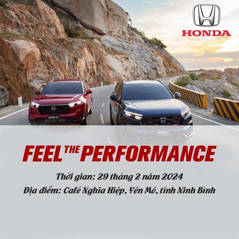 Cùng Honda Ôtô Ninh Bình - Tràng An đặt lịch  trải nghiệm những dòng xe mới nhất từ Honda trong sự kiện Lái thứ Feel The Performance