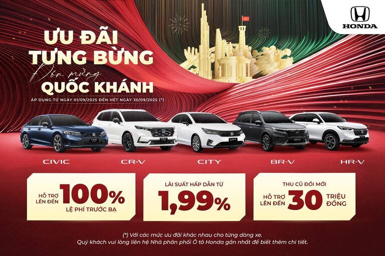 QUỐC KHÁNH RỘN RÀNG – RINH XE HONDA NGẬP TRÀN ƯU ĐÃI